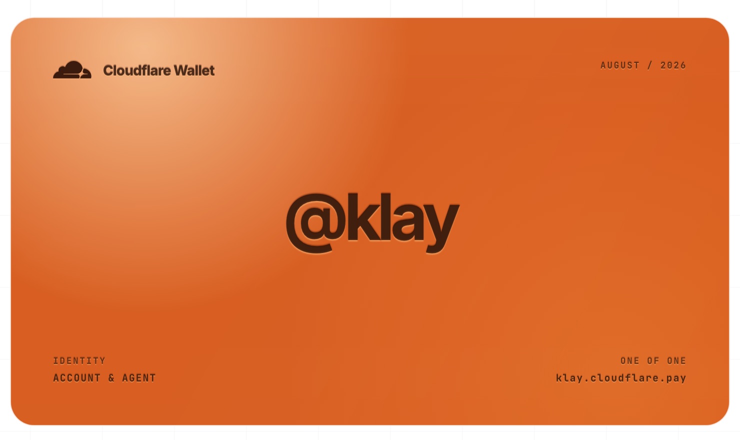 我在 cloudflare.pay 抢到的 @klay 钱包卡片