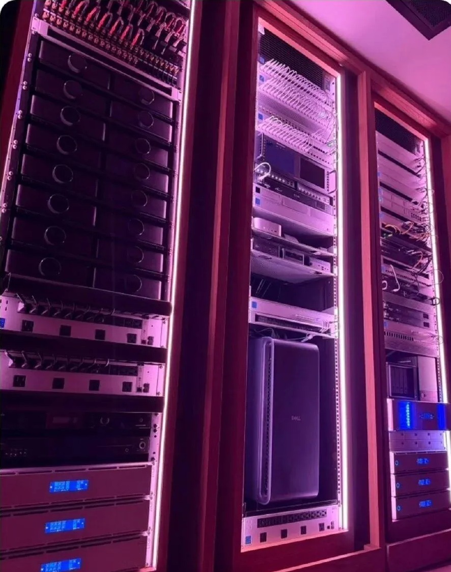 The server racks in Tobi Lütke's former wine cellar, from a post on X